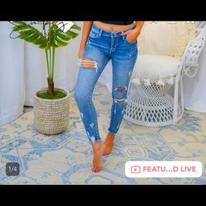 Mid Rise Distressed Cello Jeans